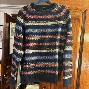 J. Crew Men's Navy Multicolor Crewneck Sweater